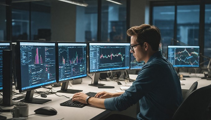 A person analyzing data on a computer, showcasing the importance of CMS in managing digital content effectively.