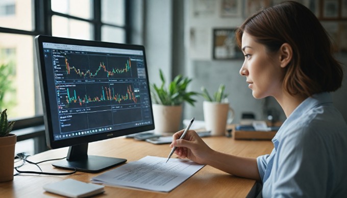 A professional setting showcasing two people analyzing database performance metrics on a computer screen.