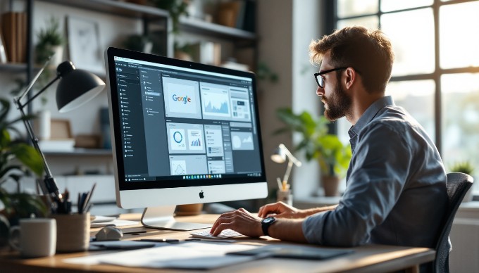 A designer working on a prototype in a modern, well-lit workspace.