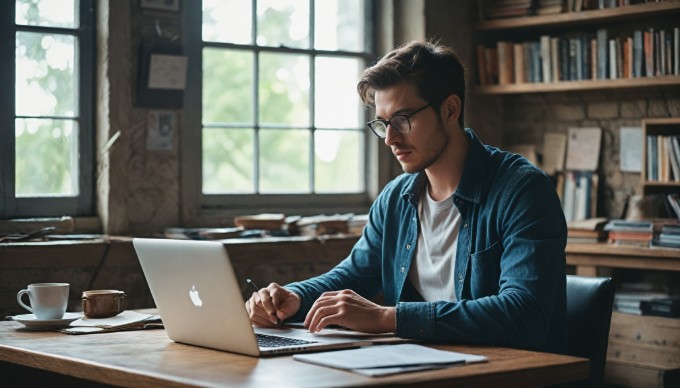 A professional working on multiple WordPress sites at a desk with a laptop and notes.