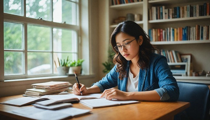 An educator using task analysis methods to design a lesson plan in a classroom setting.