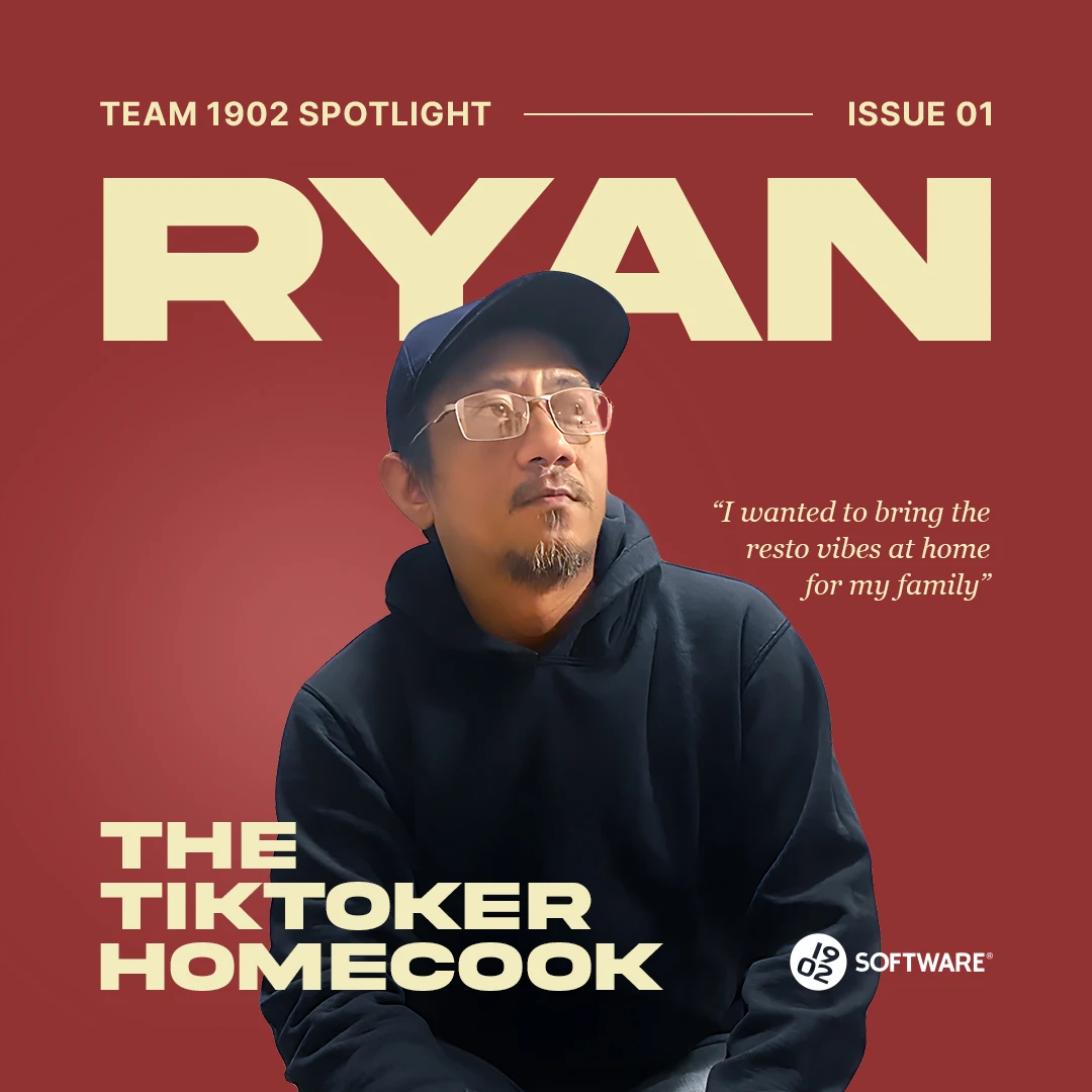 Team 1902 Spotlight Issue 01 featuring Ryan, "The TikToker Homecook," with quote about bringing resto vibes home for family.