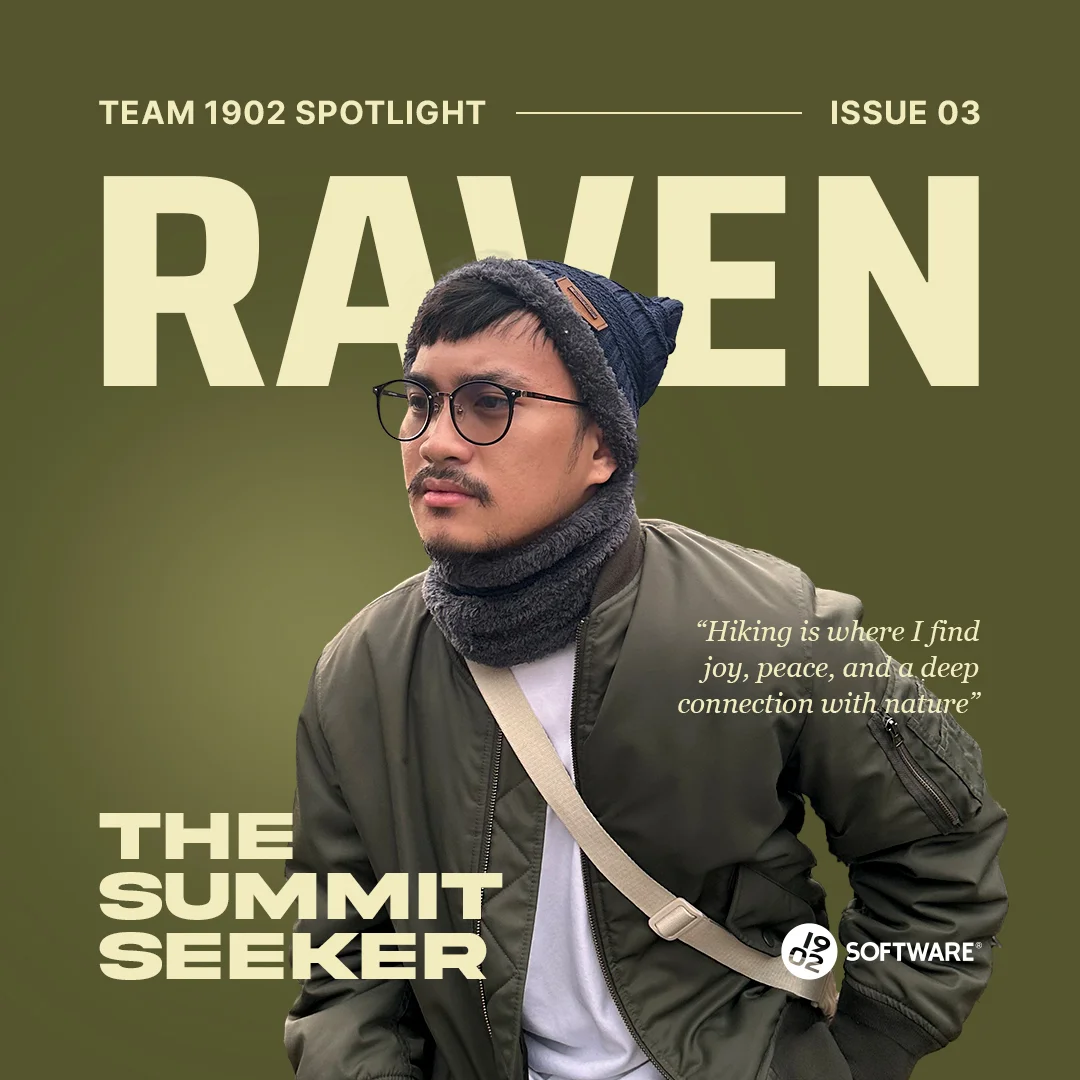 Team 1902 Spotlight Issue 03 featuring Raven, titled The Summit Seeker, with quote about hiking and nature connection