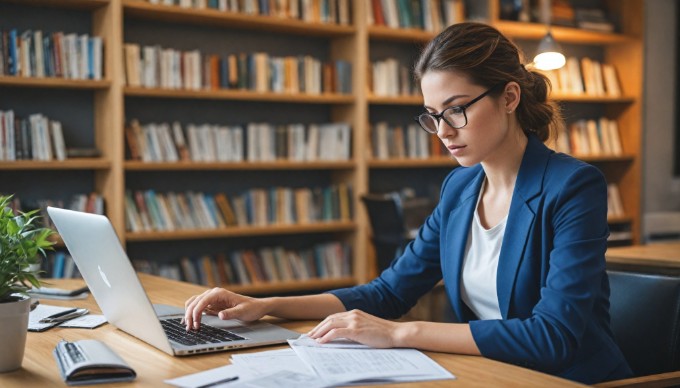 A person analyzing data on a laptop in a sleek office space, reflecting the concept of headless commerce.