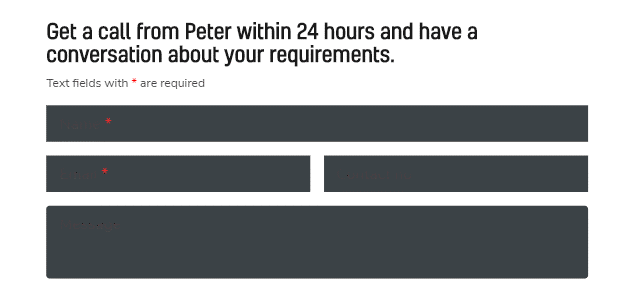 1902 Software's contact form as captured in a Crazy Egg session recording, with all text input fields masked in dark gray blocks to protect user privacy during replay