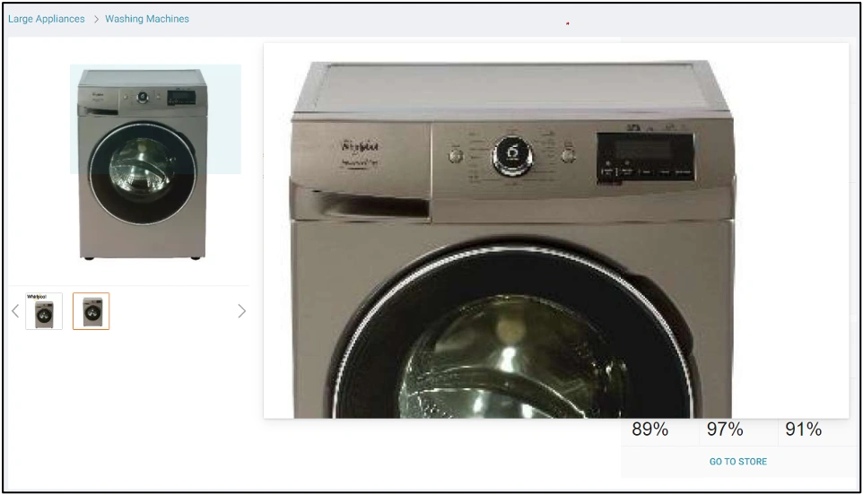 Another low-quality product image example where the brand name is unreadable even in the zoomed-in view